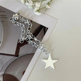 925 Silver Wishing Stars Charm Bracelet O Shape Chain Women Jewelry Gift