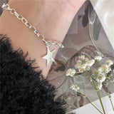 925 Silver Wishing Stars Charm Bracelet O Shape Chain Women Jewelry Gift