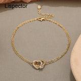 Vintage Zircon Love Heart Charm Anklets for Women