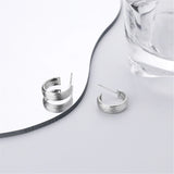 925 Silver Wire Drawing Stud Earrings Minimalist Jewelry for Women