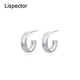925 Silver Wire Drawing Stud Earrings Minimalist Jewelry for Women