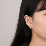 925 Silver Wire Drawing Stud Earrings Minimalist Jewelry for Women