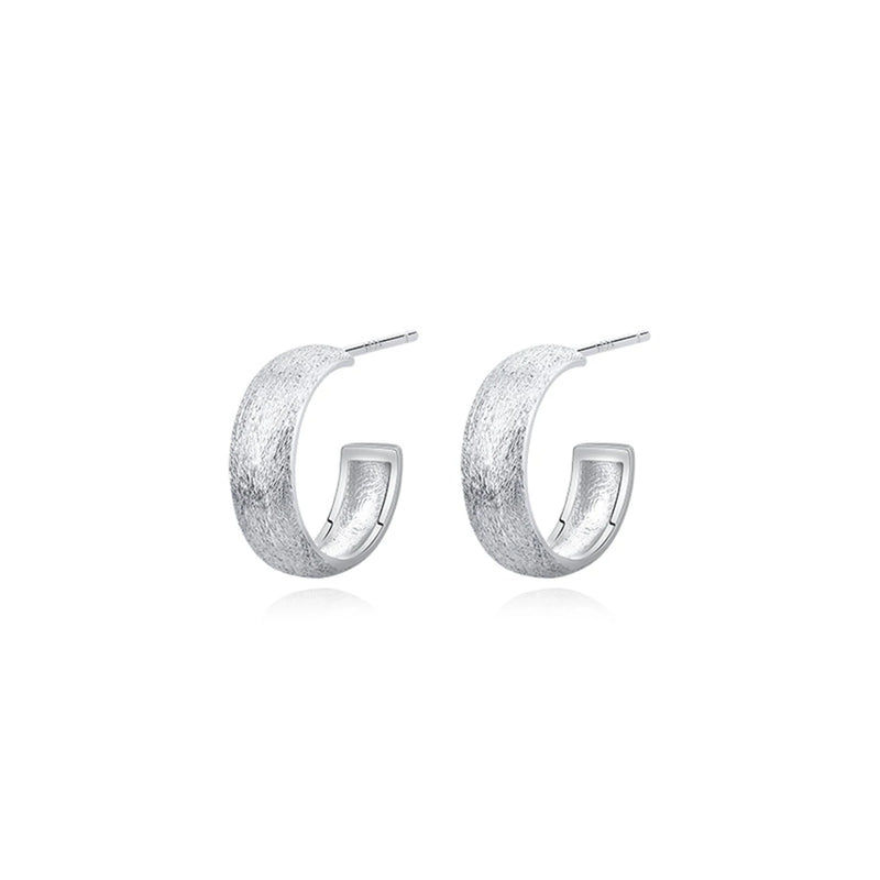 925 Silver Wire Drawing Stud Earrings Minimalist Jewelry for Women