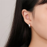 925 Silver Wire Drawing Stud Earrings Minimalist Jewelry for Women