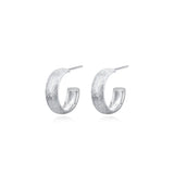 925 Silver Wire Drawing Stud Earrings Minimalist Jewelry for Women
