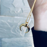925 Silver Bohemian Crescent Pendant Necklace for Women