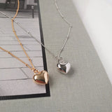 925 Silver Love Heart Pendant Necklace Bead Chain Couple Gift