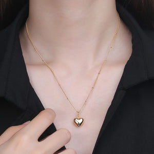925 Silver Love Heart Pendant Necklace Bead Chain Couple Gift