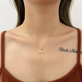 925 Sterling Silver Zircon Whale Tail Pendant Necklace for Women