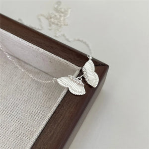 925 Silver Zircon Butterfly Pendant Necklace Women Boho Party Jewelry
