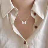 925 Silver Zircon Butterfly Pendant Necklace Women Boho Party Jewelry
