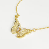 925 Silver Zircon Butterfly Pendant Necklace Women Boho Party Jewelry