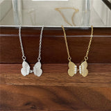 925 Silver Zircon Butterfly Pendant Necklace Women Boho Party Jewelry
