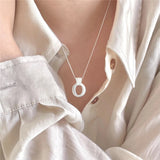 925 Sterling Silver Oval Pendant Necklace Women Clavicle Chain Jewelry