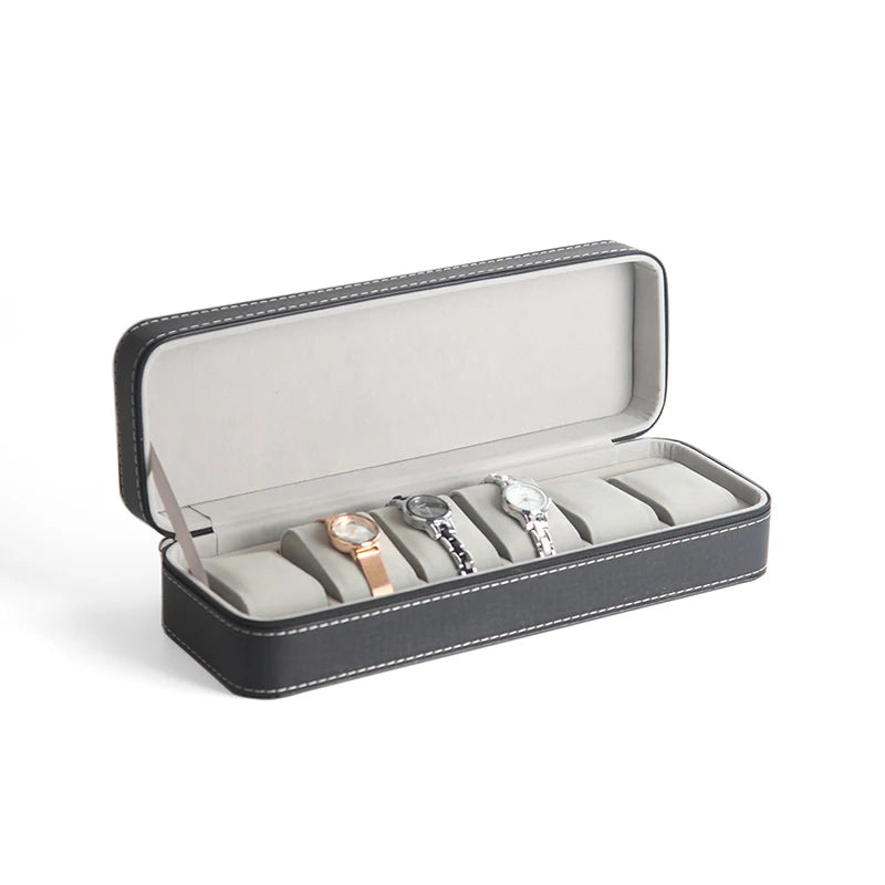Litchi Grain Leather Watch Case Storage Box - Women's Watch Display Box