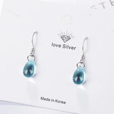 Crystal Water Drop Earrings 925 Sterling Silver S-e666