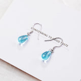 Crystal Water Drop Earrings 925 Sterling Silver S-e666