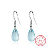 Crystal Water Drop Earrings 925 Sterling Silver S-e666