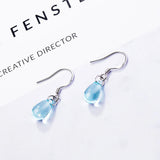 Crystal Water Drop Earrings 925 Sterling Silver S-e666