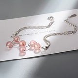 Literary Feather Strawberry Crystal 925 Sterling Silver Sweet Bracelets