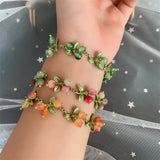 French Forest Baroque Pearl Stone Cranberry Bracelet Necklace