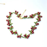 French Forest Baroque Pearl Stone Cranberry Bracelet Necklace