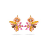 3D Grape Manor Butterfly and Flower Drop Earrings with Enamel Studs