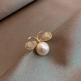 Bee Brooches Pearls Insect Brooch Women Crystal Pin Corsage Jewelry