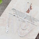 925 Silver Thick 2.5mm Female Necklace with Round Pearl 46cm