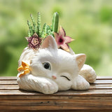 Cat Gypsum Flower Pot Silicone Resin Mold Succulent Vase Cement Candle Holder