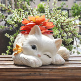 Cat Gypsum Flower Pot Silicone Resin Mold Succulent Vase Cement Candle Holder