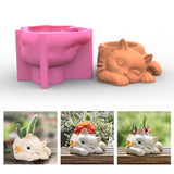 Cat Gypsum Silicone Mold for DIY Succulents Concrete Flower Pot Vase