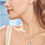 Cat Moissanite Pendant Necklace Women Silver Plate Wedding Jewelry