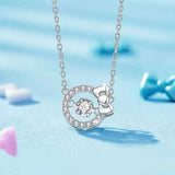 Cat Moissanite Pendant Necklace Women Silver Plate Wedding Jewelry