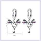 Colored Angel Hoop Earrings 925 Sterling Silver Women's Party Jewelry