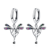 Colored Angel Hoop Earrings 925 Sterling Silver Women's Party Jewelry
