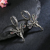 Colored Angel Hoop Earrings 925 Sterling Silver Women's Party Jewelry