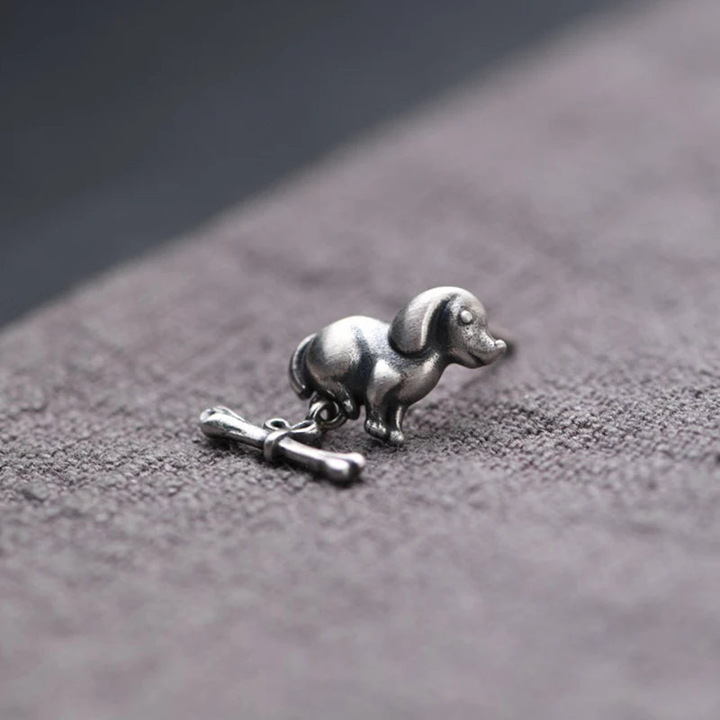 Vintage Little Dog Stud Earrings 925 Jewelry for Women Girls