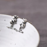 Vintage Little Dog Stud Earrings 925 Jewelry for Women Girls