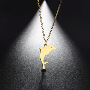 Dolphins Pendant Necklace Stainless Steel for Women