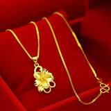 Little Flower Pendant Necklace 18K Women's Wedding Jewelry