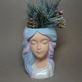 Girl Gypsum Flower Pot Silicone Resin Mold Cement Candle Holder Mold
