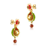 Hamster Fruit Shell Earrings with Enamel Ear Stud