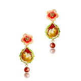 Hamster Fruit Shell Earrings with Enamel Ear Stud
