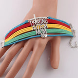 Cross Praying Autism Mom Bracelet Heart Charm Leather Wrap Men Awareness