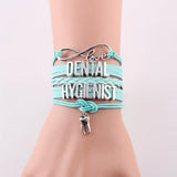 Infinity Love Dental Hygienist Bracelet Teeth Charm Leather Wrap