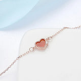 Red Agate Heart Bracelet - Sterling Silver Inlaid