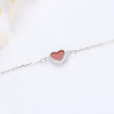 Red Agate Heart Bracelet - Sterling Silver Inlaid