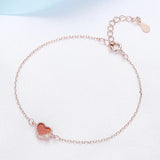 Red Agate Heart Bracelet - Sterling Silver Inlaid