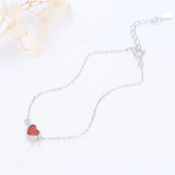 Red Agate Heart Bracelet - Sterling Silver Inlaid